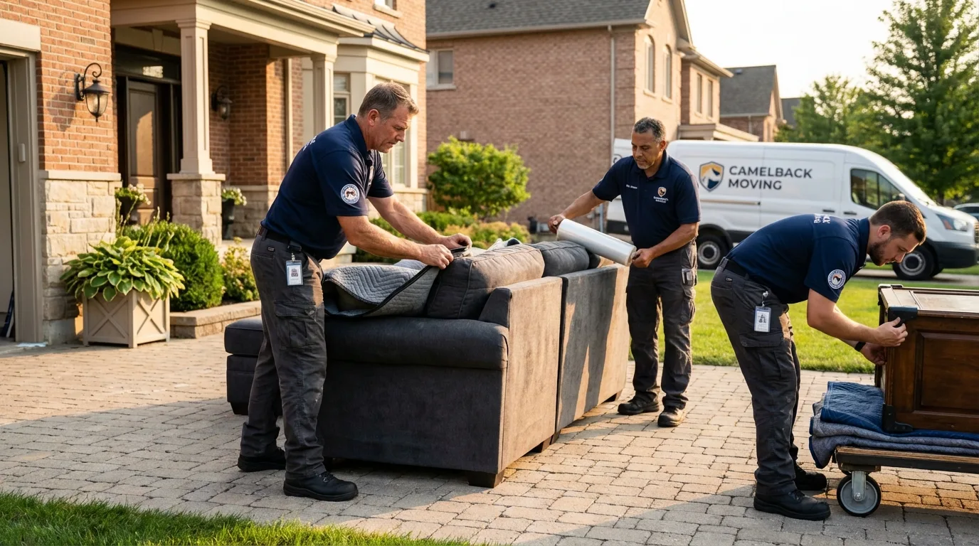 Large estate moving crew wrapping furniture in Albertville, MN