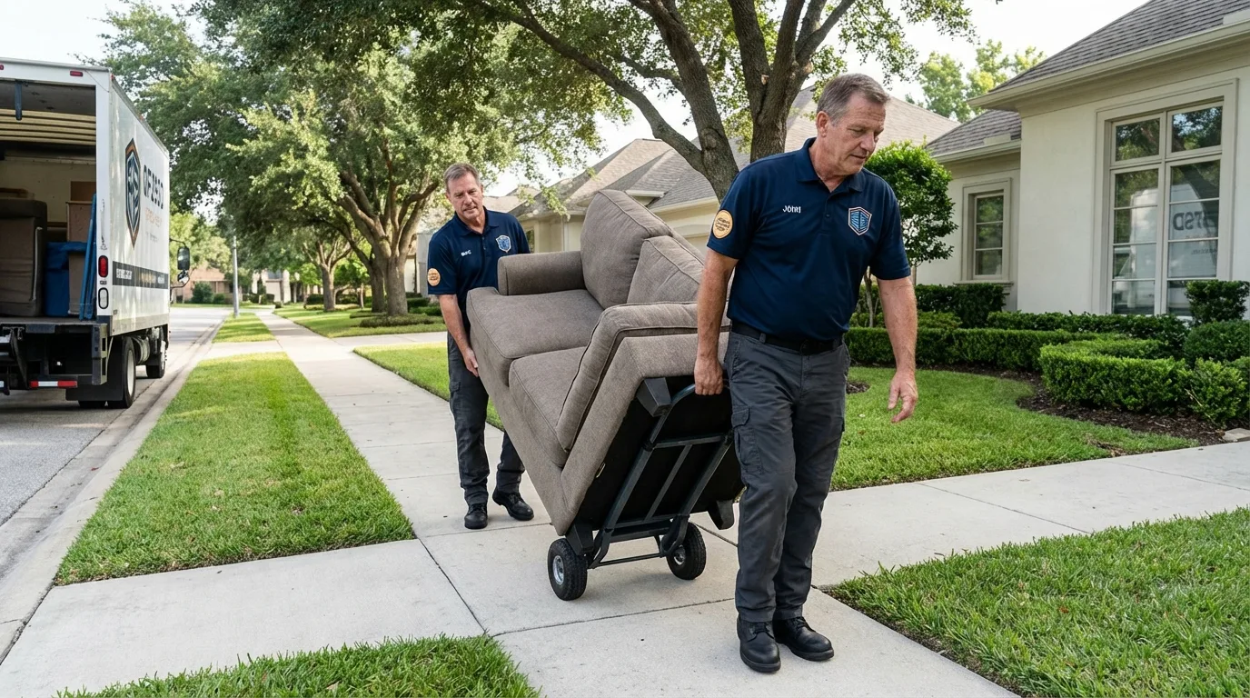 Local residential moving crew loading furniture in Albertville, MN